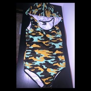 Bembo Camo Hooded Body Suit Small